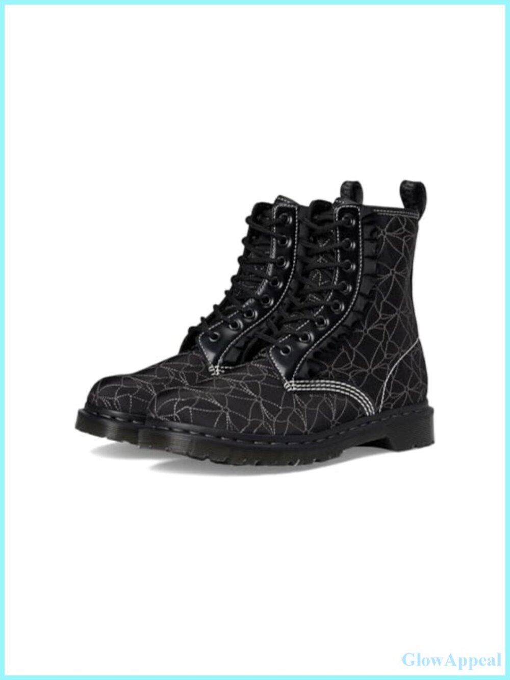 Dr. Martens 1460 Frill Combat Boots Textile Buttero Leather Lace-Up Ankle Boots